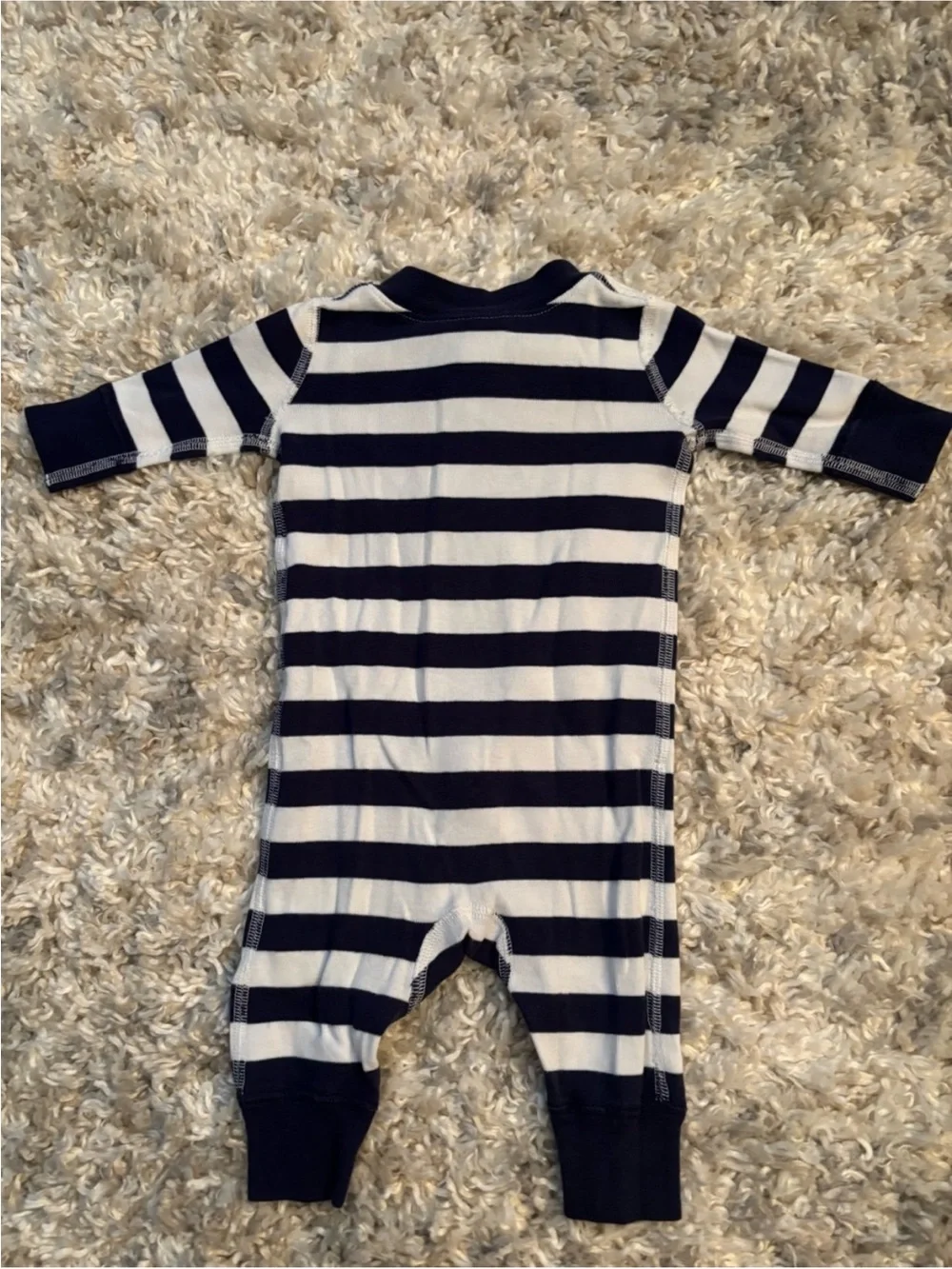 Hanna Andersson Night Night Sleeper in Navy Striped | Size 0-6m (50cm)
